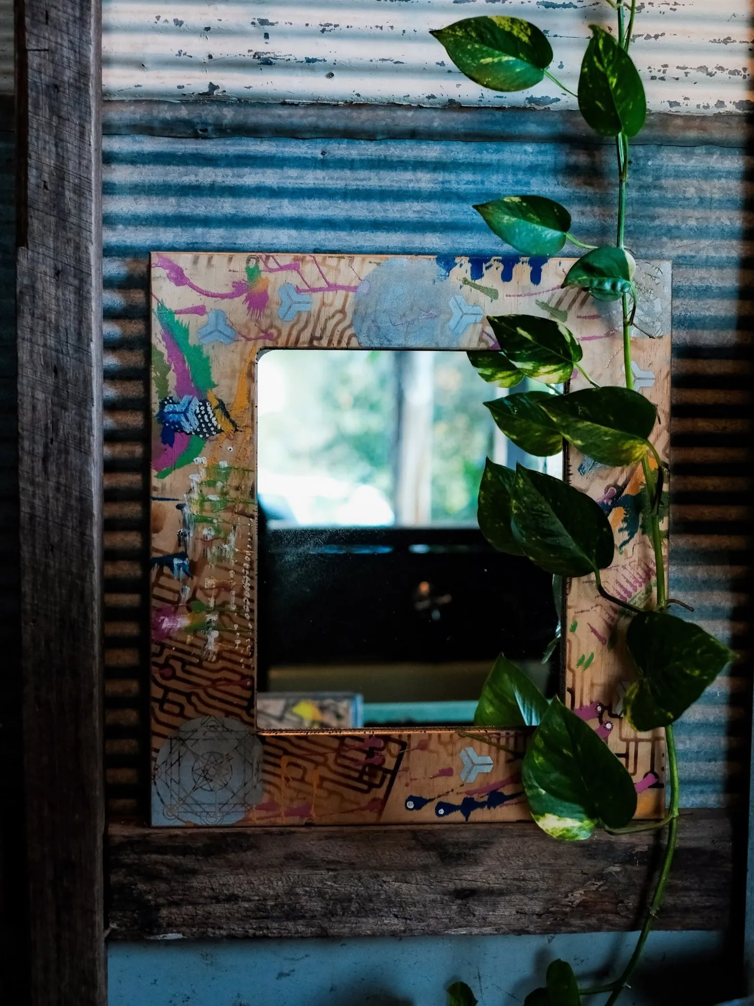 Circuit Bloom, a handmade mirror